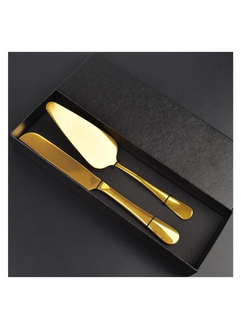 Arabest Cake Serving Set Wedding Cake Knife and Server Set Cake Cutting Utensils Stainless Steel Cake Cutter Serrated Cake Knife Professional Dessert Server for Cake Cheese Pie Pizza - Image 1