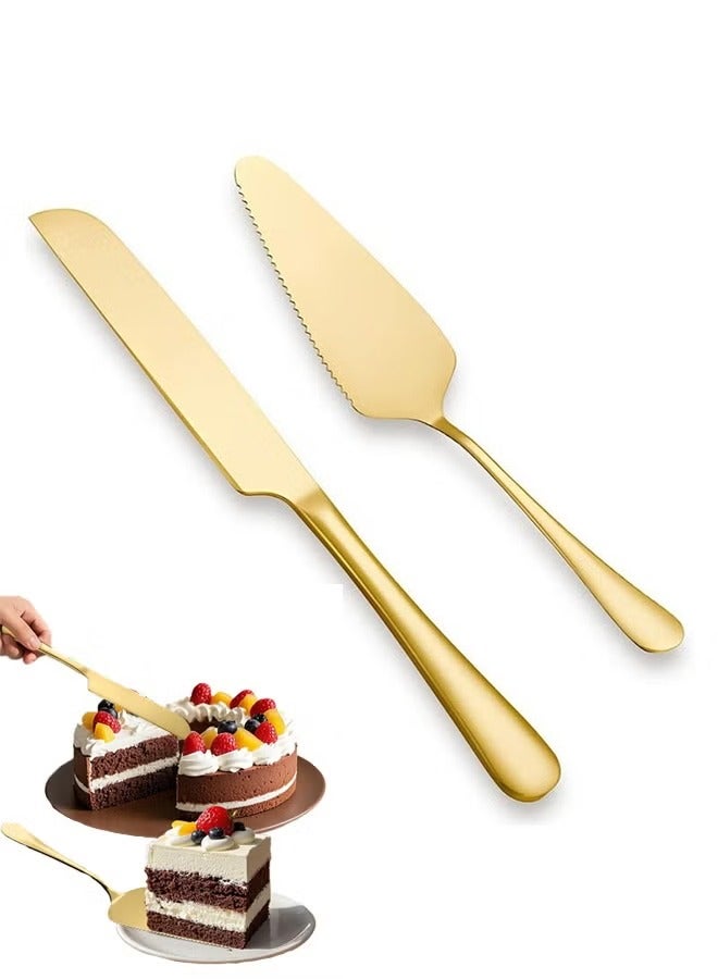 Arabest Cake Serving Set Wedding Cake Knife and Server Set Cake Cutting Utensils Stainless Steel Cake Cutter Serrated Cake Knife Professional Dessert Server for Cake Cheese Pie Pizza - Image 2