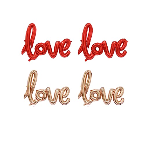 Dzrige 42 Inch Love Foil Balloons 4 Pcs Love Letter Balloons Giant Champagne Gold and Red Love Balloons Banner for Romantic Wedding Bridal Shower Birthday Party Valentines Day Gift Decorations - Image 1