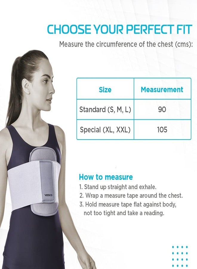 Vissco Sternal Brace | Chest Support For Rib Fracture, Chest Pain Relief - Medium (Grey), (0626M) - Image 2