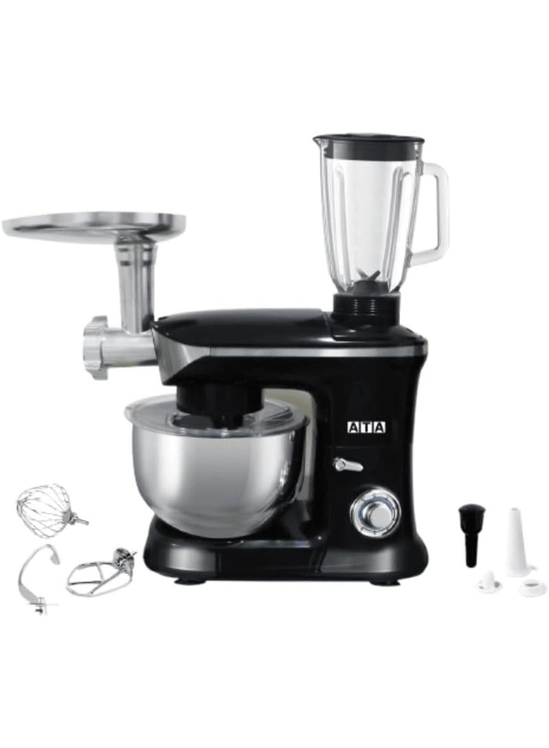 اي تي اي محضر طعام 3 في 1 - عجان كهربائي وخلاط ومفرمة لحوم - وعاء من الفولاذ المقاوم للصدأ سعة 6 ل - محرك 2000 وات من ايه تي ايه - Image 1