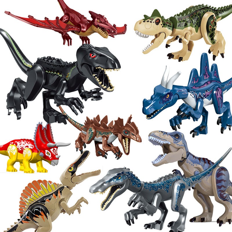 Large Dinosaur Model Blocks Triceratops Wide Eared Pterosaur Food Beef Tyrannosaurus Rex Raptor Assembled Toy - Image 2