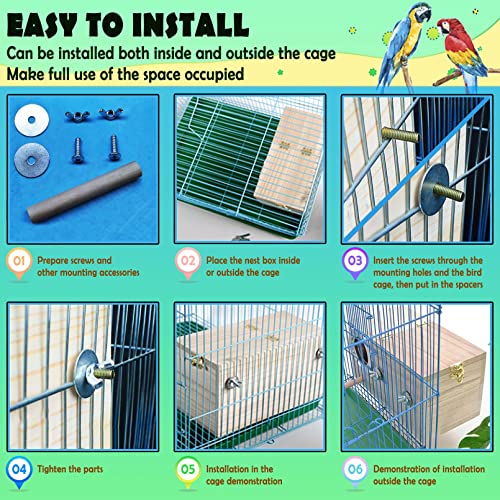 kathson Parakeet Nest Box Budgie Nesting House Cockatiel Breeding Parrots Mating Box for Lovebirds Small and Medium-Sized Birds（S） - Image 4