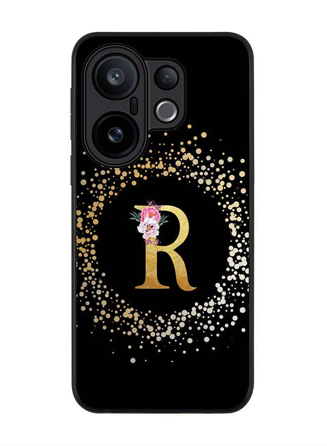 Stylizedd For vivo X200 FE / S30 Pro mini Case,Slim fit Camera Protection, Shockproof Thin Phone cover  - Custom Monogram Floral - R ( Black )