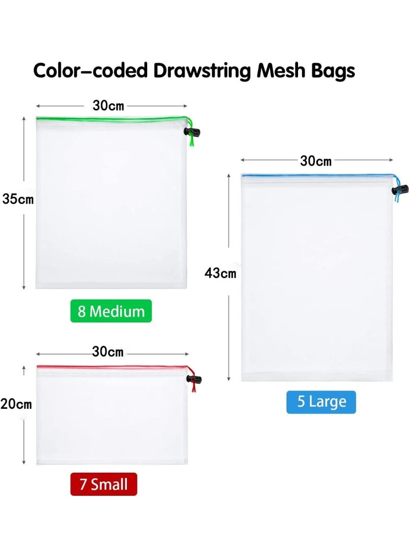 U-HOOME 20 Pieces Reusable Grocery Bags Toy Storage Organization Mesh Bags, Mesh Organizer Bags Washable Reusable Mesh Produce Bags Through and Washable Grogery Bags for Storage Fruits,Vegetables,Toys - Image 2