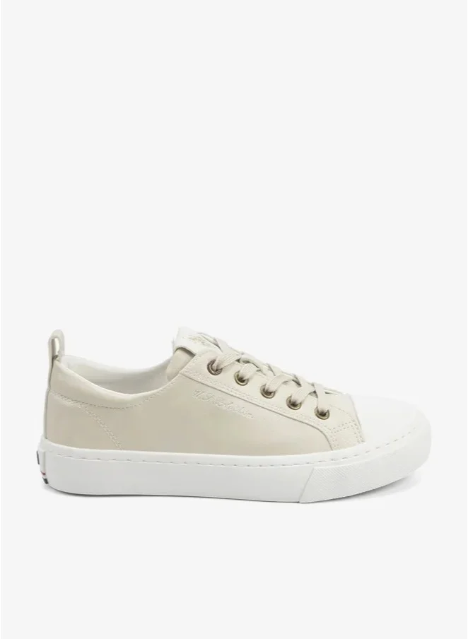 U.S. Polo Assn. U.S. Polo Assn. Women’s Casual Lace-Up Sneakers – Beige Fashion Shoes, Lightweight Everyday Walking Sneakers, Comfortable Lifestyle Footwear for Women