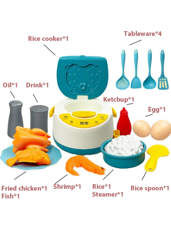 16-piece kitchen food play set, toy food set with fruit and vegetable cooking accessories and plastic mini cutlery, suitable for babies and toddlers, birthday gift（blue） - Image 3