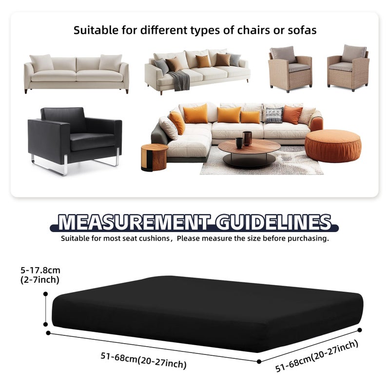 MRGSDL 8Pcs Patio Cushion Covers,Outdoor Cushions Covers,Stretch Cushion Covers Replacement, Washable and Reusable Furniture Protectors(Black) - Image 2