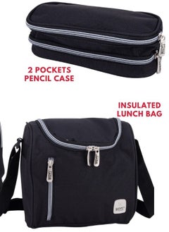 Wires 3 Piece Kids School Trolley Bag laptop compartment Big Wheels With Lunch bag & Pencil Case  - Image 3