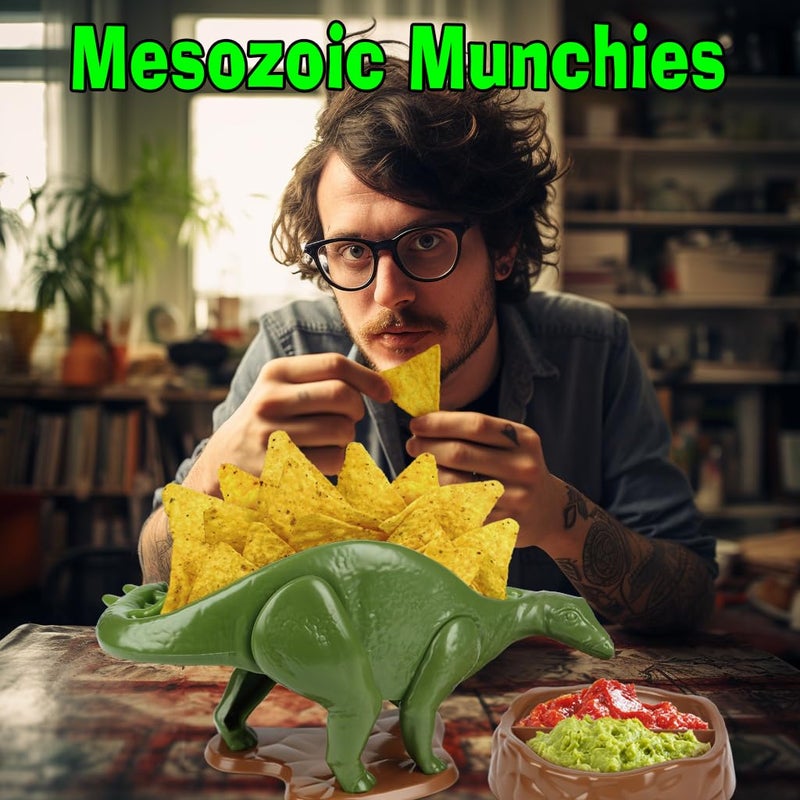 Funwares Original Nachosaurus Snack and Dip Set, Dinosaur Nacho Holder - Image 3