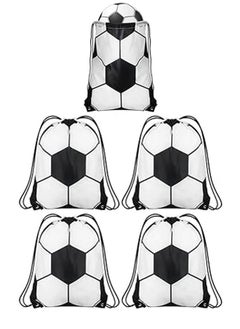 Party Set of 5 Football Party Favors Drawstring Gift Bags Sports Party Cheerleader Bag Football Party Supplies, Football Style, Classic  - Image 1