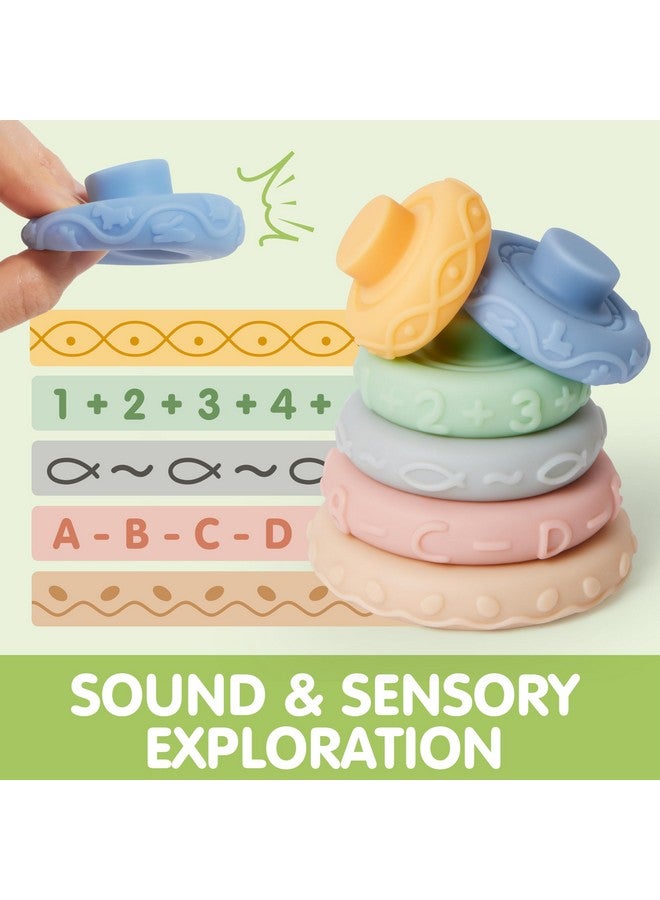 JOYIN Baby Toys - Montessori Toys for Babies 6-12 Months, Food-Grade Sensory Present Infant Stacking Circles Teether, Blocks, 3D Stress Balls, Pull String, Learning Gifts for Baby Girls Boys - Image 3