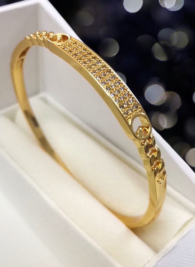 ريفولي طقم نسائي ذهبي تتكون من ساعة وسوارة وخاتم ستانلس ستيل - Image 2