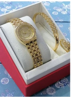 Rivoly Women's gold set consisting of a watch, bracelet and stainless steel ring 