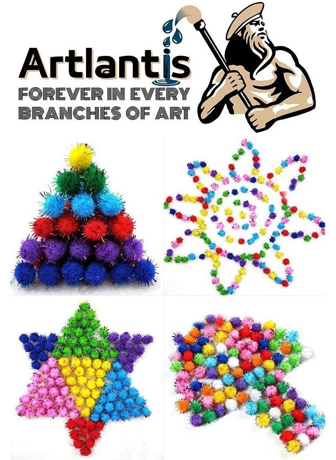 Artlantis بوم بوم متلألئ 10 مم عبوة 100 بوم بوم ملون مختلط 10 مم بوم بوم 1 سم  - Image 2