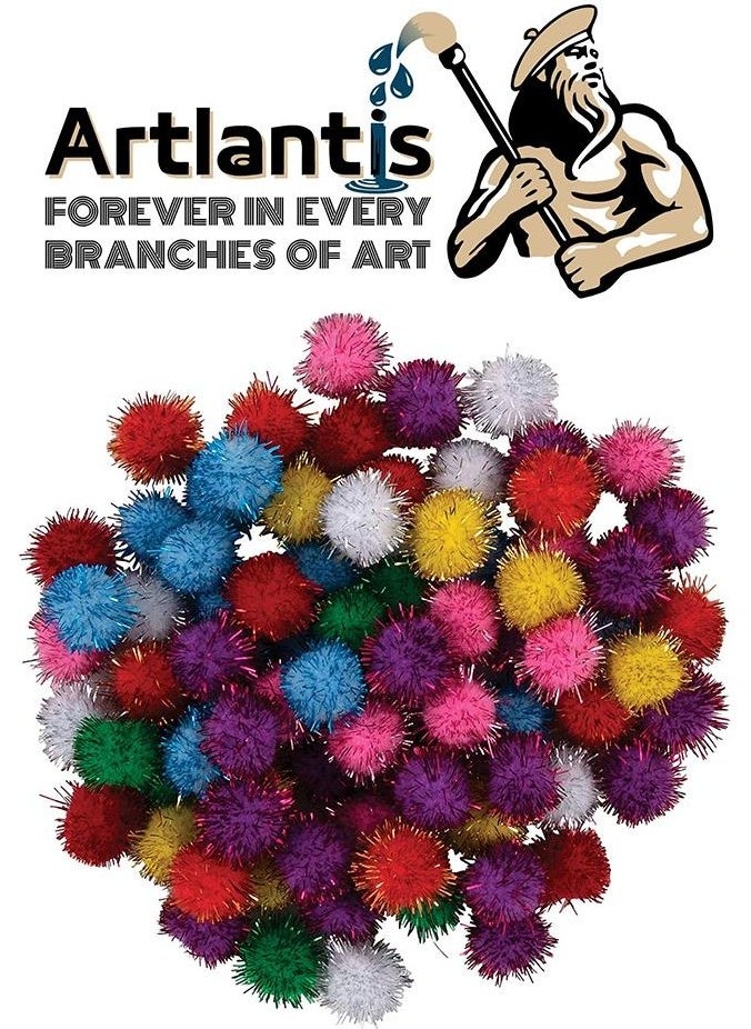 Artlantis بوم بوم متلألئ 10 مم عبوة 100 بوم بوم ملون مختلط 10 مم بوم بوم 1 سم  - Image 3