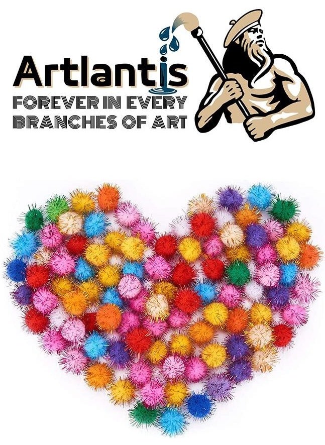 Artlantis بوم بوم متلألئ 10 مم عبوة 100 بوم بوم ملون مختلط 10 مم بوم بوم 1 سم  - Image 5
