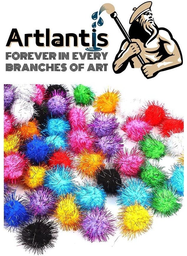 Artlantis بوم بوم متلألئ 10 مم عبوة 100 بوم بوم ملون مختلط 10 مم بوم بوم 1 سم  - Image 4