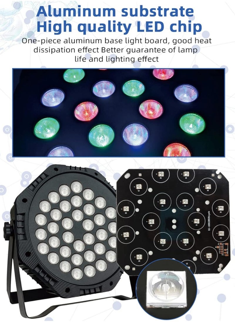 Yuwell - RGB Stage Lighting 36 LED Dj Par Lights Uplighting For Events Diverse Lighting Modes Supported DMX512 Sound Activated Master-Slave Auto-Run Mode RGB Disco Par Light For Wedding Party And Concert - Image 1