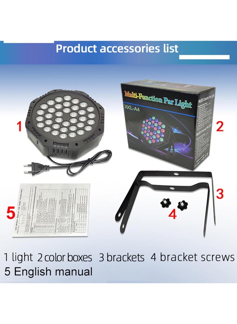 Yuwell - RGB Stage Lighting 36 LED Dj Par Lights Uplighting For Events Diverse Lighting Modes Supported DMX512 Sound Activated Master-Slave Auto-Run Mode RGB Disco Par Light For Wedding Party And Concert - Image 1