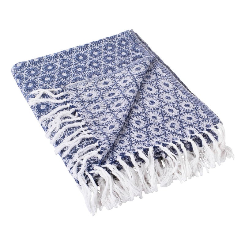 DII Rustic Farmhouse Throw Blanket with Decorative Tassels Use for Chair Couch Bed Picnic Camping Beach  Just Staying Cozy at Home 50x60 Nautical Blue