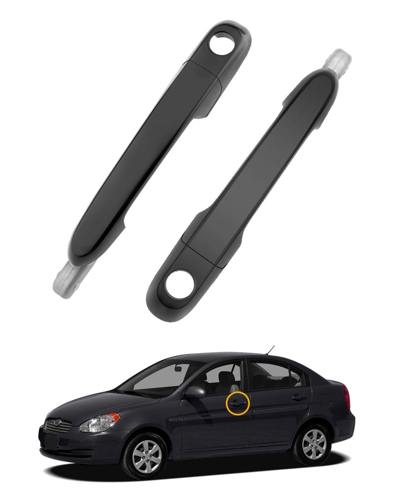 Outside Door Handle Set Pair Compatible with 20062011 Hyundai Accent Dodge Attitude Exterior Front Driver Passenger Replace 80700 80699 826501E050 826601E050 Outer handle w Keyhole