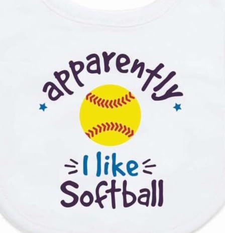 ChalkTalkSPORTS Softball Baby & Infant Bib | Apparently, I like Softball | Soft Microfiber Bib - Image 3