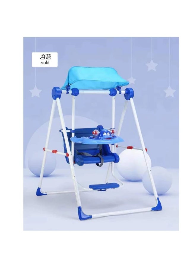 أرجوحة أطفال متعددة الوظائف مزودة بحزام أمان وغطاء ظل - لون أزرق - Image 2