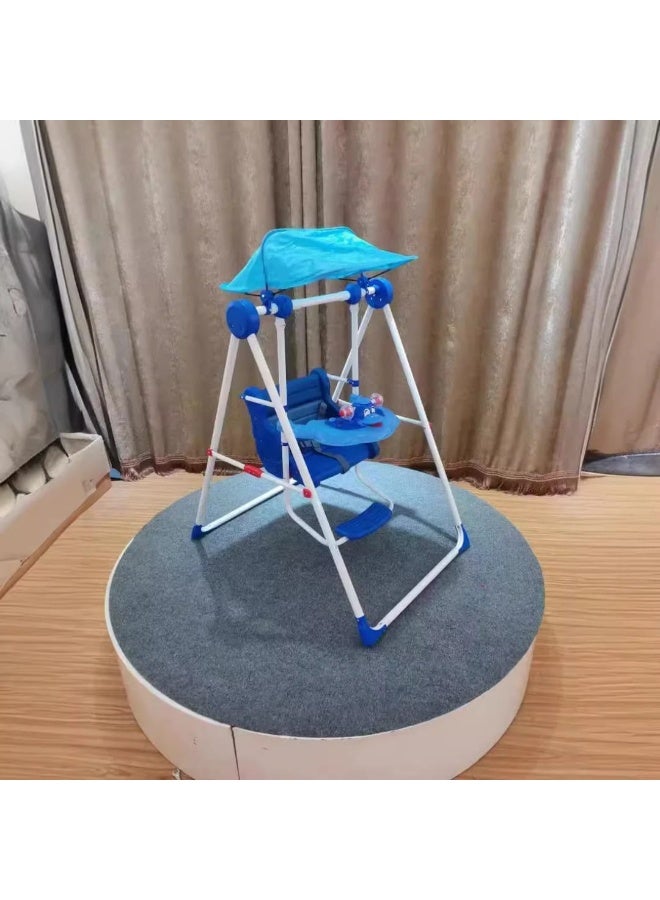 أرجوحة أطفال متعددة الوظائف مزودة بحزام أمان وغطاء ظل - لون أزرق - Image 5