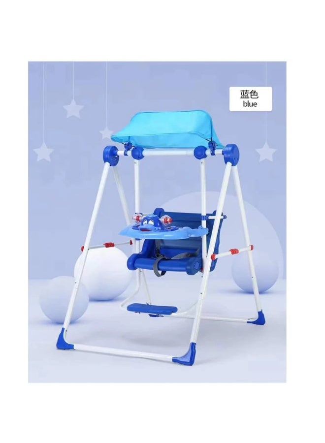 أرجوحة أطفال متعددة الوظائف مزودة بحزام أمان وغطاء ظل - لون أزرق - Image 3