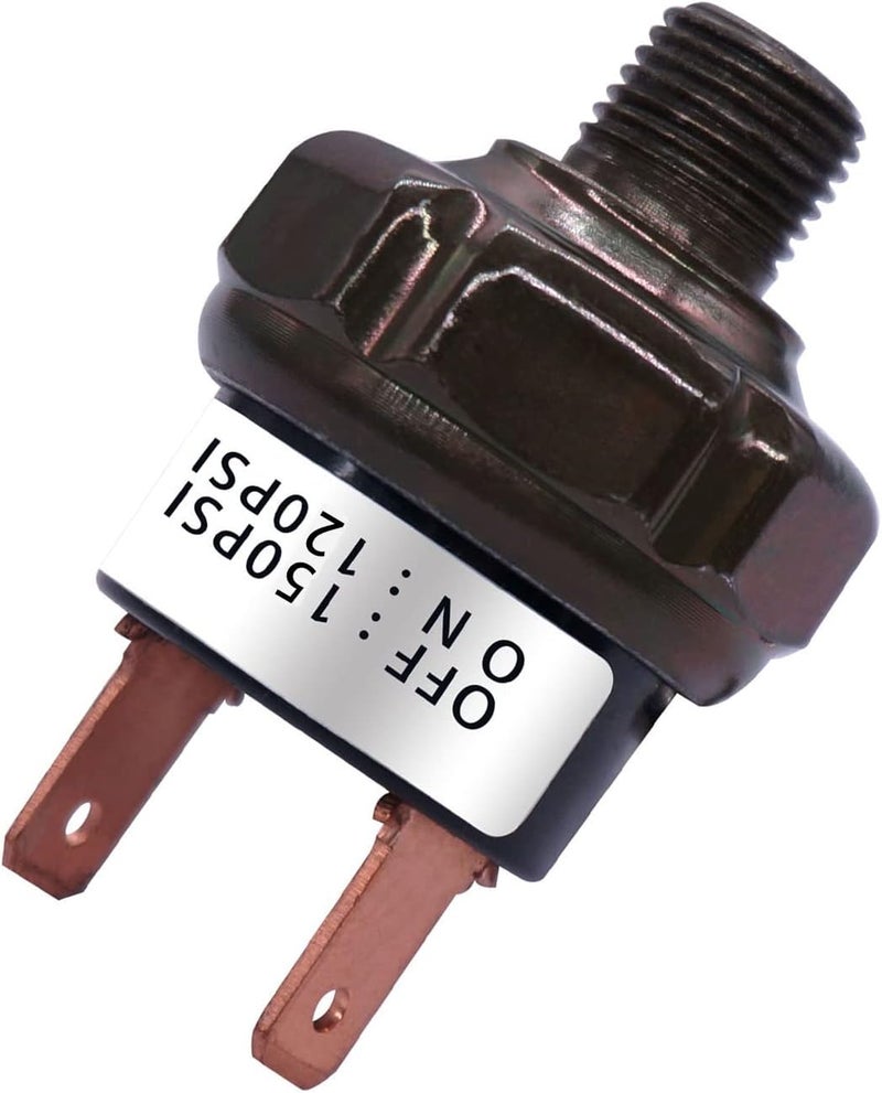mankk Air Pressure Switch 120-150 PSI Thread 1/8" NPT 24V 12V DC Air Compressor Pressure Switch for Air Horn Train 120-150-1/8" NPT-BK - Image 1