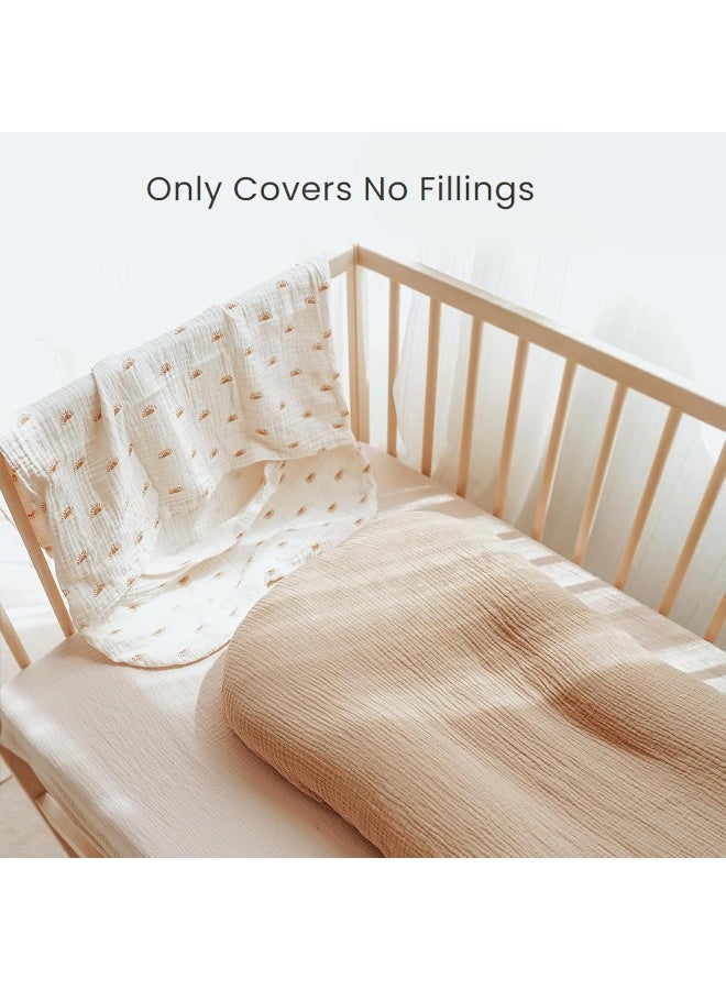 Konssy Muslin Baby Lounger Cover 2 Pack, 100% Cotton Newborn Lounger Cover, Soft and Breathable Baby Nest Slipcover for Boys Girls (Camel,Sun) - Image 4
