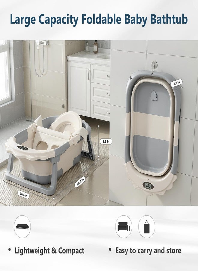 MoreFeel Foldable Baby Bathtub with Thermometer - 4-in-1 Grow-with-Me Collapsible Infant Tub (Newborn to Toddler) with Adjustable Mesh Sling - Space Saving Design - Image 5