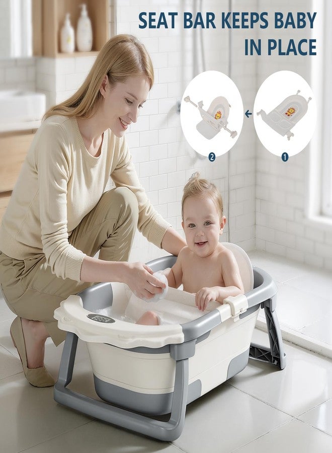 MoreFeel Foldable Baby Bathtub with Thermometer - 4-in-1 Grow-with-Me Collapsible Infant Tub (Newborn to Toddler) with Adjustable Mesh Sling - Space Saving Design - Image 4