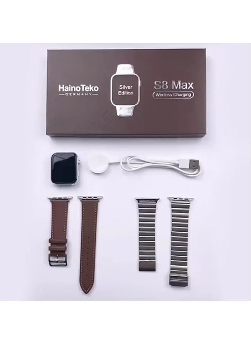 Haino Teko Smart Watch S8 Max | 2 Straps, Wireless Charger, Fitness Tracker, Heart Rate Monitor, Sleep Tracking, Bluetooth Call, IP68 Waterproof, Stylish Design for Men & Women - Image 1
