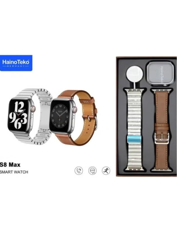 Haino Teko Smart Watch S8 Max | 2 Straps, Wireless Charger, Fitness Tracker, Heart Rate Monitor, Sleep Tracking, Bluetooth Call, IP68 Waterproof, Stylish Design for Men & Women - Image 3