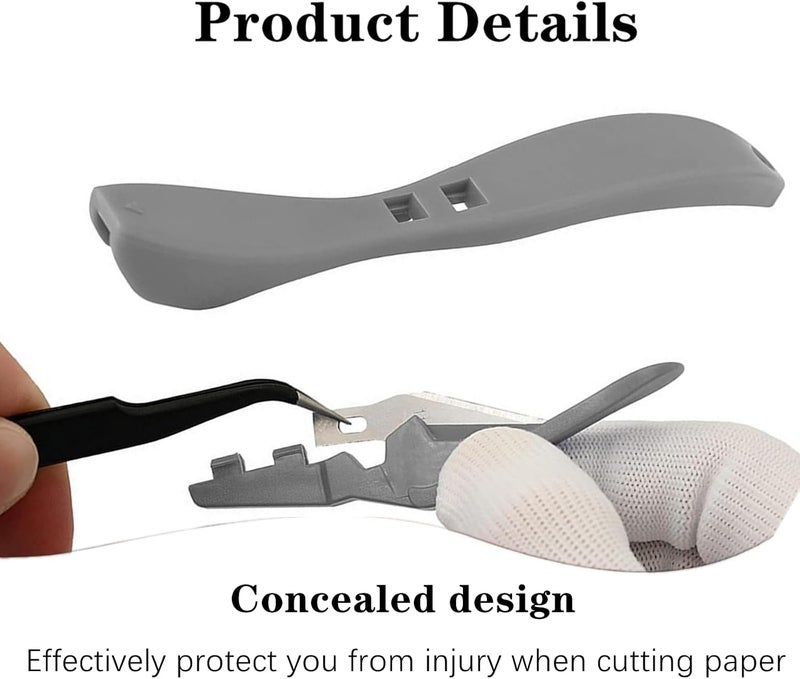 Duoduole 3 PCS Wrapping Paper Cutter Professional Paper Cutter Slider Vinyl Wrap Cutter Tool Safety Sliding Cutting Tool with Handle for Scrapbooking Christmas Wrap Roll Paper(Black,Blue,Grey) - Image 4