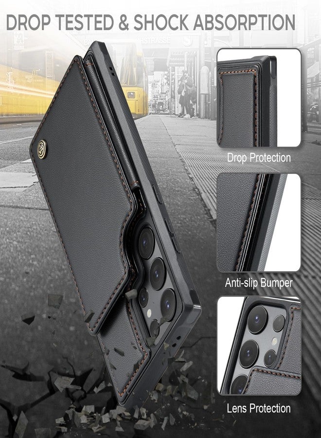 Vinich for Samsung Galaxy S24 Ultra Wallet Case with Card Holder, RFID Blocking Credit Slots Kickstand Shockproof Phone Cover for Women Men, Black - Image 5