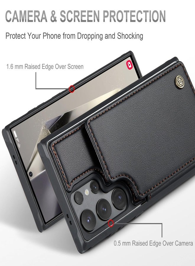 Vinich for Samsung Galaxy S24 Ultra Wallet Case with Card Holder, RFID Blocking Credit Slots Kickstand Shockproof Phone Cover for Women Men, Black - Image 4