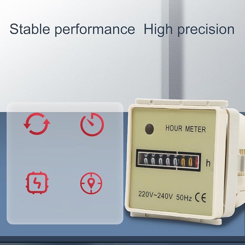 Industrial Machinery Hour Meter Timer Counter 220V 240V 50Hz Operating Gauge for Vehicles Air Conditioning - Image 3