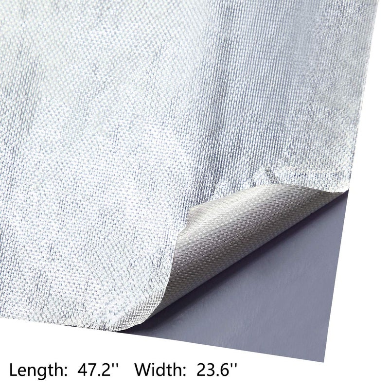 BBTO Heat Reflective Sheet Adhesive Backed Aluminized Fiberglass Heat Shield Tape Protection Barrier Resistant Material for Hose and Auto Use Insulation Sheet(24 x 48 Inch,Silver) - Image 2