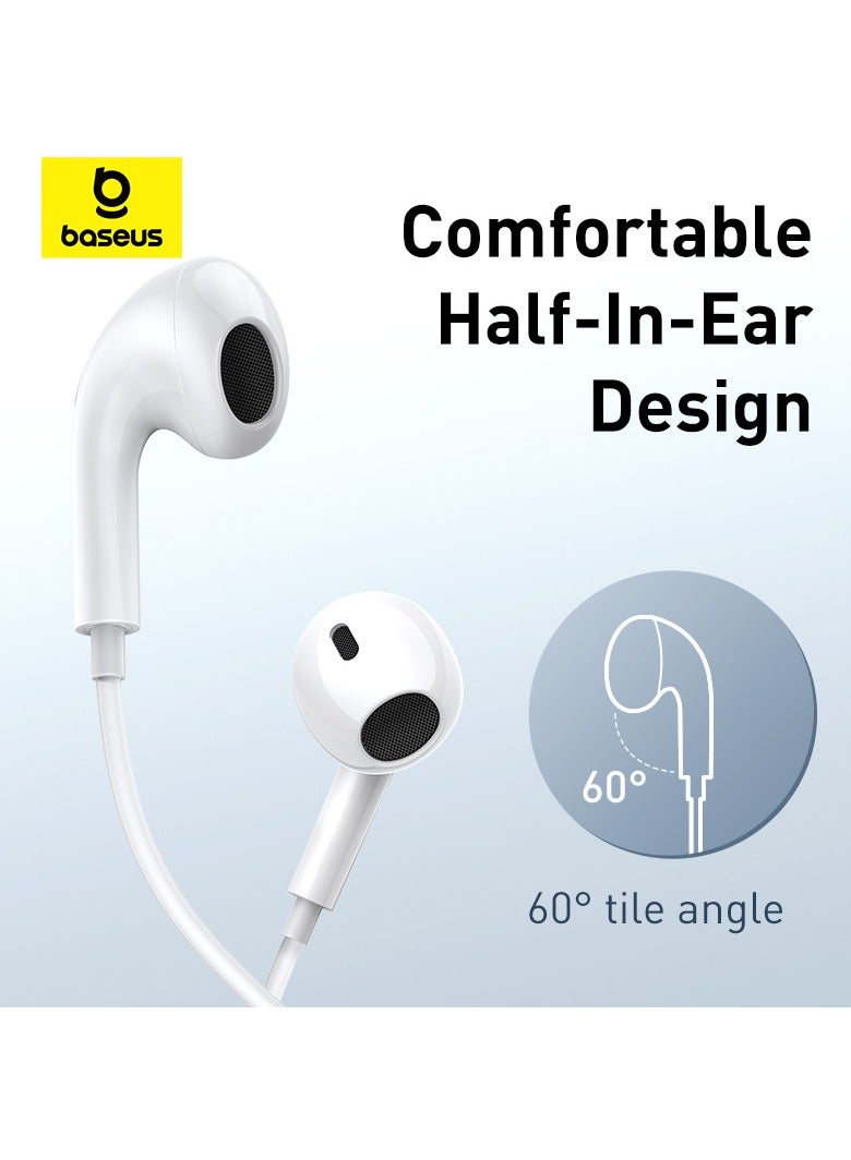 Baseus CZ17 Wired Earphone with Type-C Port - White White - Image 2