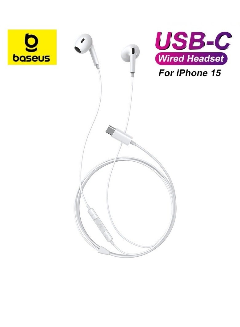 Baseus CZ17 Wired Earphone with Type-C Port - White White - Image 1
