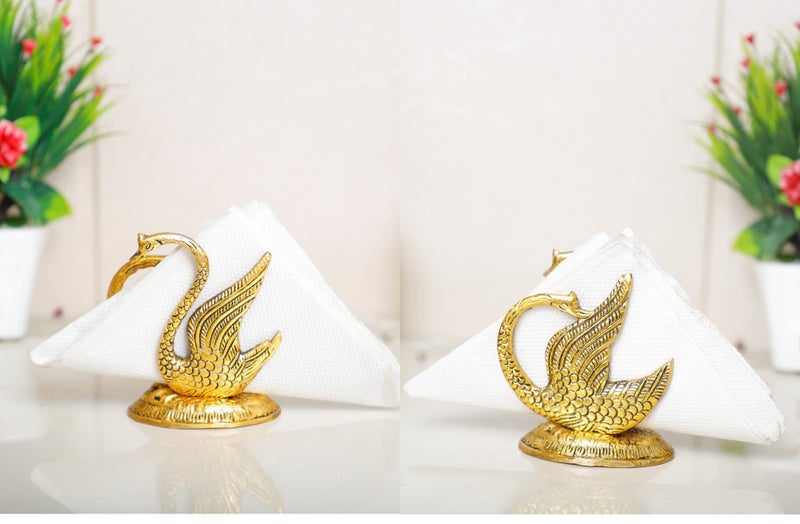 KridayKraft Metal Swan/Duck Shape Napkin Holder,Tissue Paper Holder for Dining Tableware 2 pcs Set,Animal Showpiece Saras Metal Statue for Table Decor & Gifts Article... - Image 1