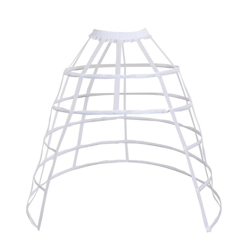 DUNHAO COS Women's Rare Vintage Cage Pannier 5 Hoop Skirt Victorian Bustle Petticoat (Front Open White) - Image 1