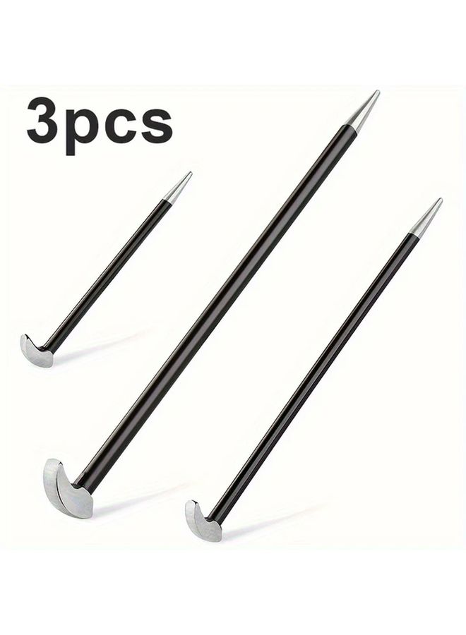 3 Pieces Rolling Head Pry Bar Set 15cm 30cm 40cm 6 Inch 12 Inch 16 Inch For Automotive Machinery Aligning And Prying Metal Construction No Electricity Needed Car Repair And Maintenance Automotive Tool Set Ergonomic Handle Durable Metal Bars - Image 1