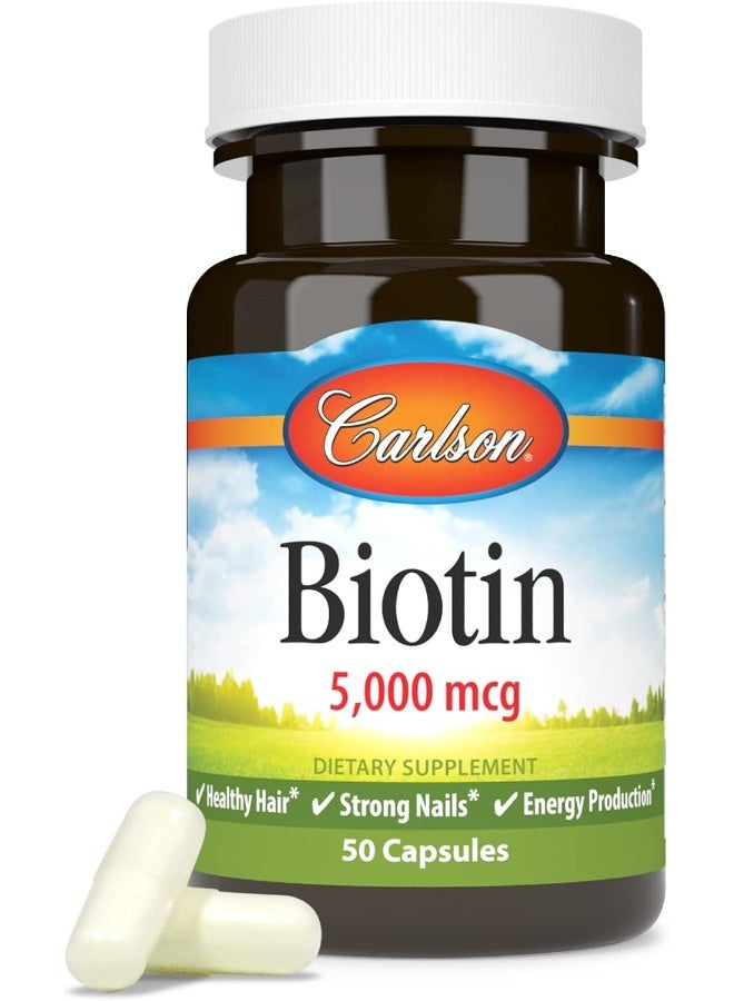 Carlson كبسولات البيوتين 5000 ميكروغرام لشعر وأظافر صحية - Image 5