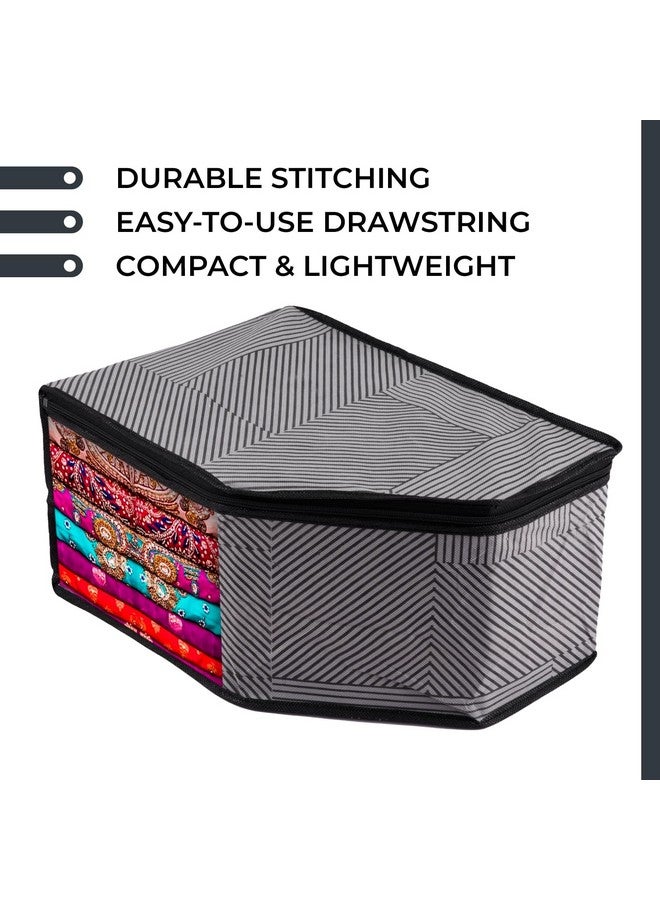 Kuber Industries Kuber Industries Saree Cover & Blouse Cover Organizer Combo Set | 3 Pieces Blouse & 3 Pieces Saree Cover Set | Zipper Closure | Lining-Design | Set of 6 | Gray - Image 5