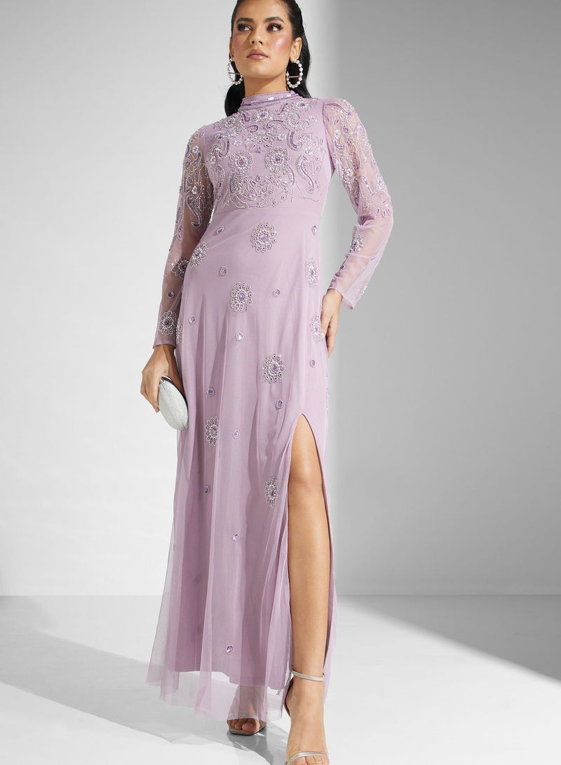 Frock and Frill Embellished Front Slit maxi dress - Image 1
