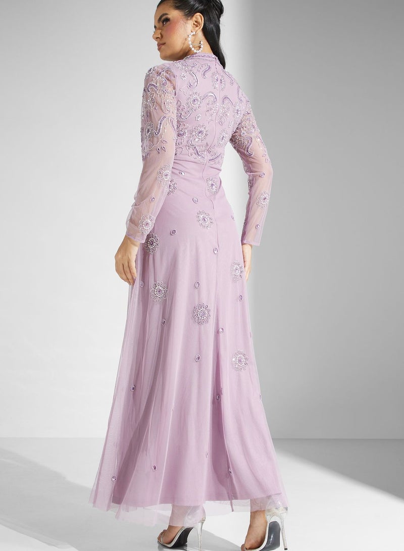 Frock and Frill Embellished Front Slit maxi dress - Image 2